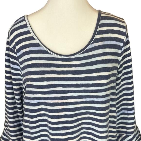 Lane Bryant Striped Tie Dye Knit Top Ruffle Sleeve Size 14/16 - Picture 2 of 7